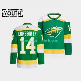Minnesota Wild Joel Eriksson Ek 14 Adidas 2022-2023 Reverse Retro Groente Authentic Shirt - Kinderen
